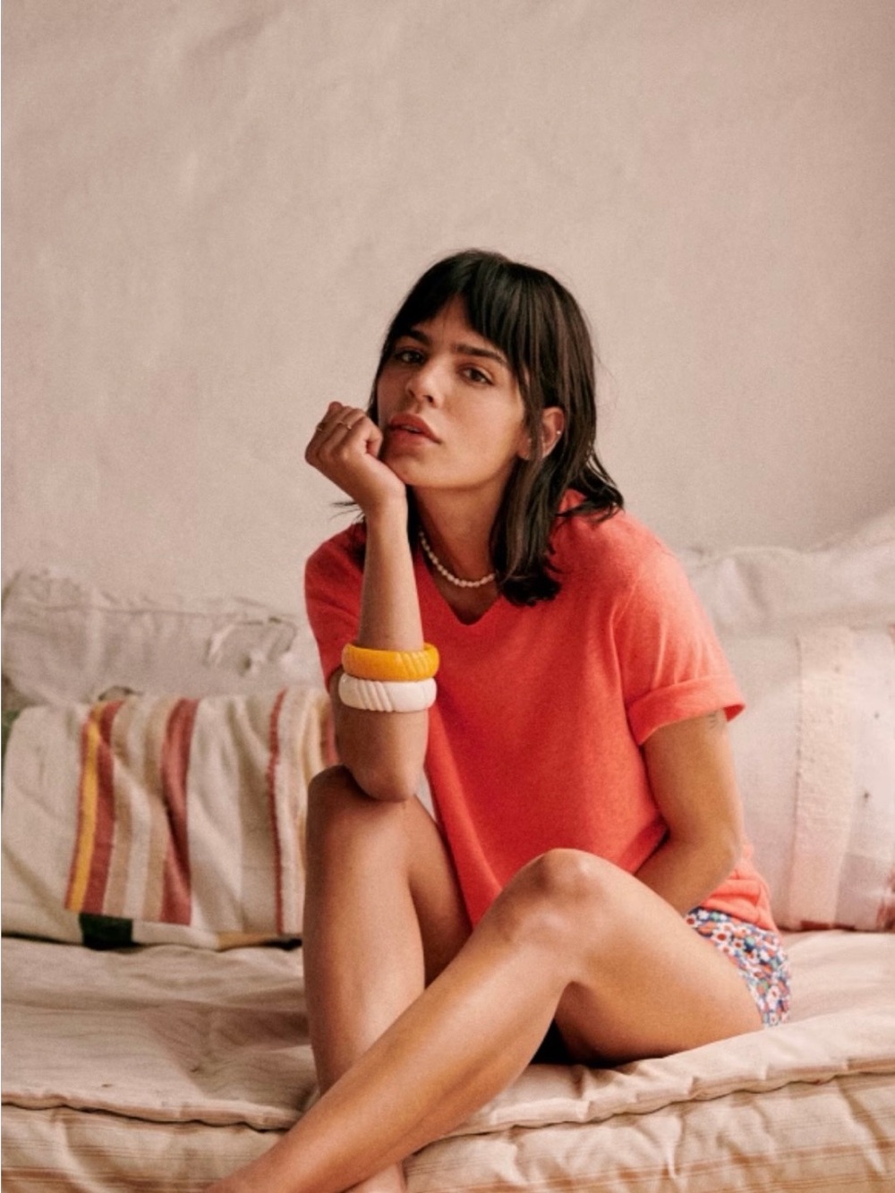 Sezane Martha T-Shirt in bright peach XS- NWOT- never worn before